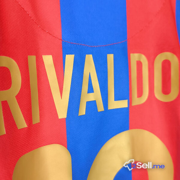 Prima Maglia Barcellona 01/02 Rivaldo (Versione Fan) - Taglia M - immagine 10