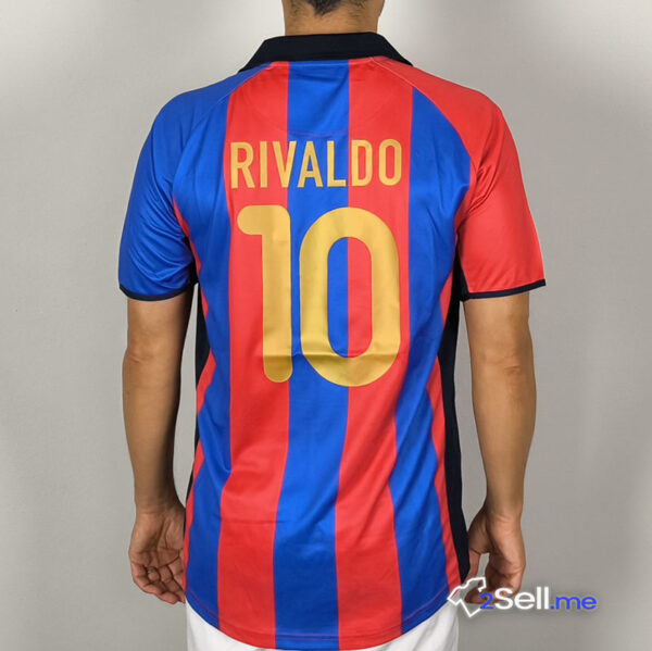 Prima Maglia Barcellona 01/02 Rivaldo (Versione Fan) - Taglia M - immagine 12